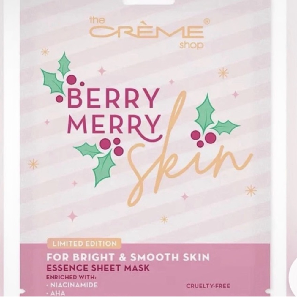 NWT The Creme Shop Berry Merry Skin Essence Sheet Mask Pack - set of 3